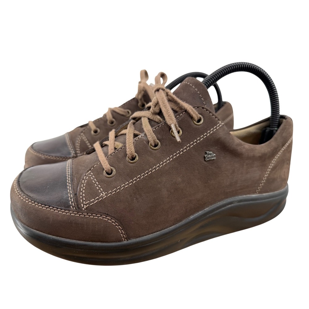 Finn Comfort Ikebukuro Walking Shoes Brown Nubuck Lace Up Women's Size 6